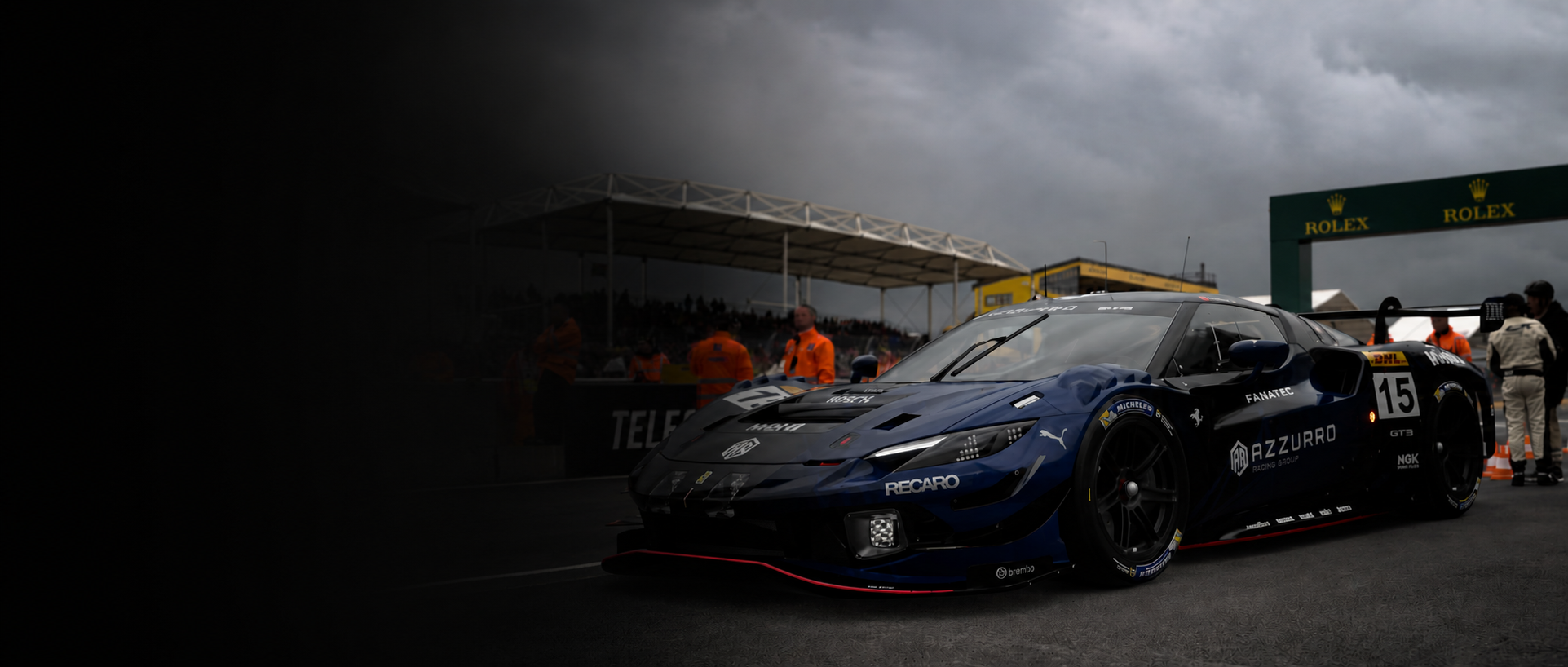 Azzurro Racing Group GT3 car on the grid at Le Mans